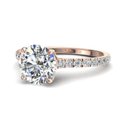 Bague de mariage diamant naturel rond 1.20 carat or rose Giulia